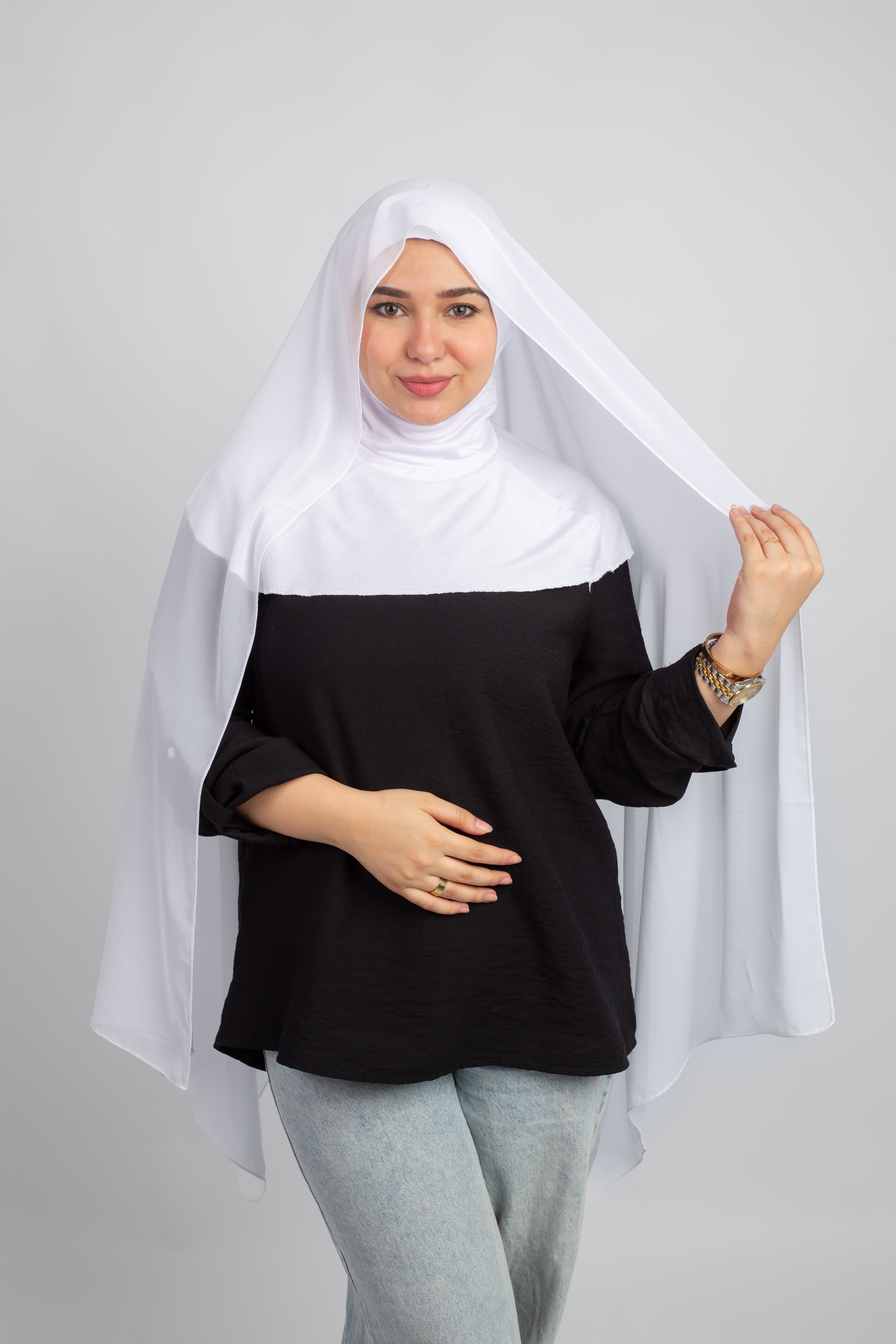 Chiffon Scarf with cap