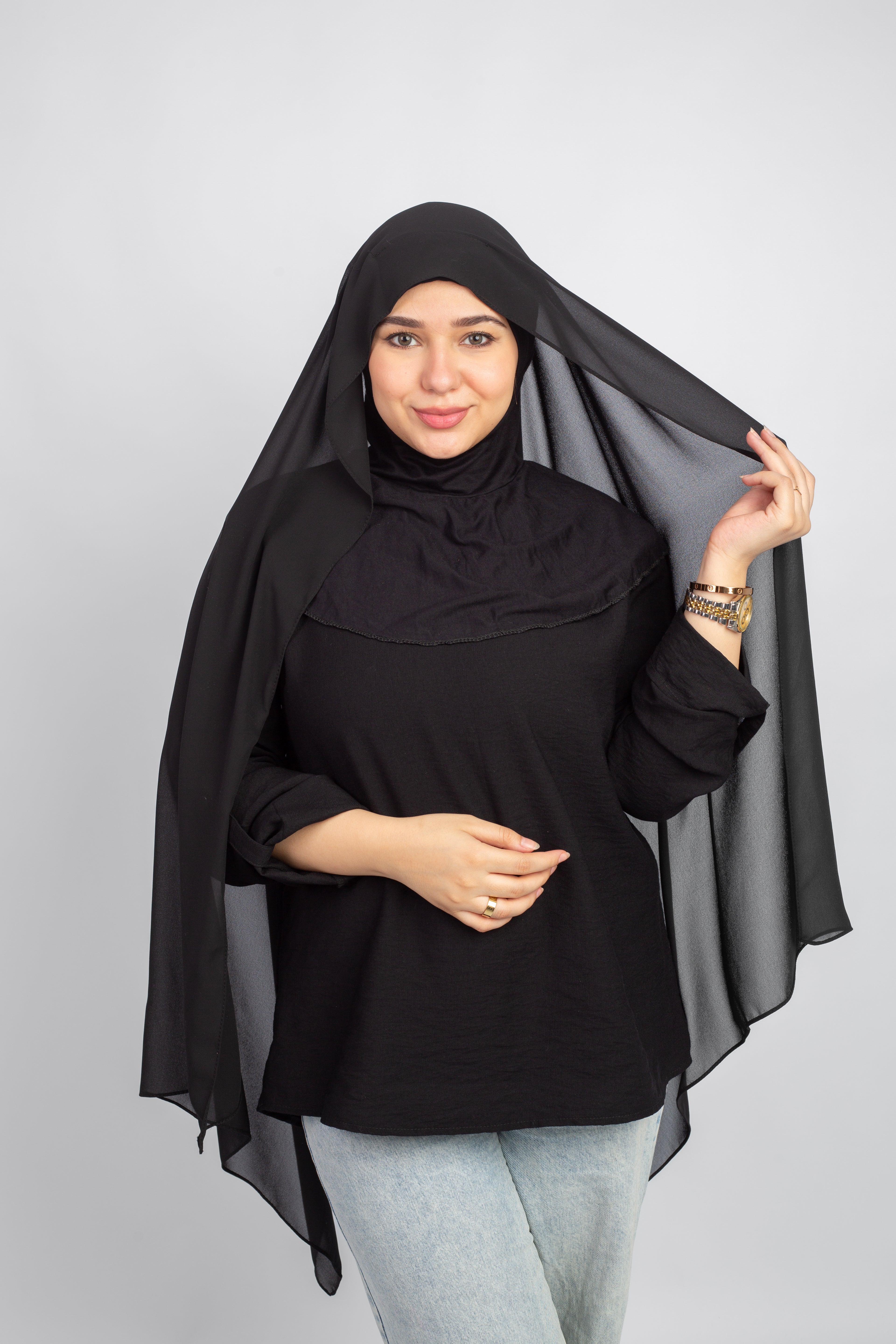 Chiffon Scarf with cap