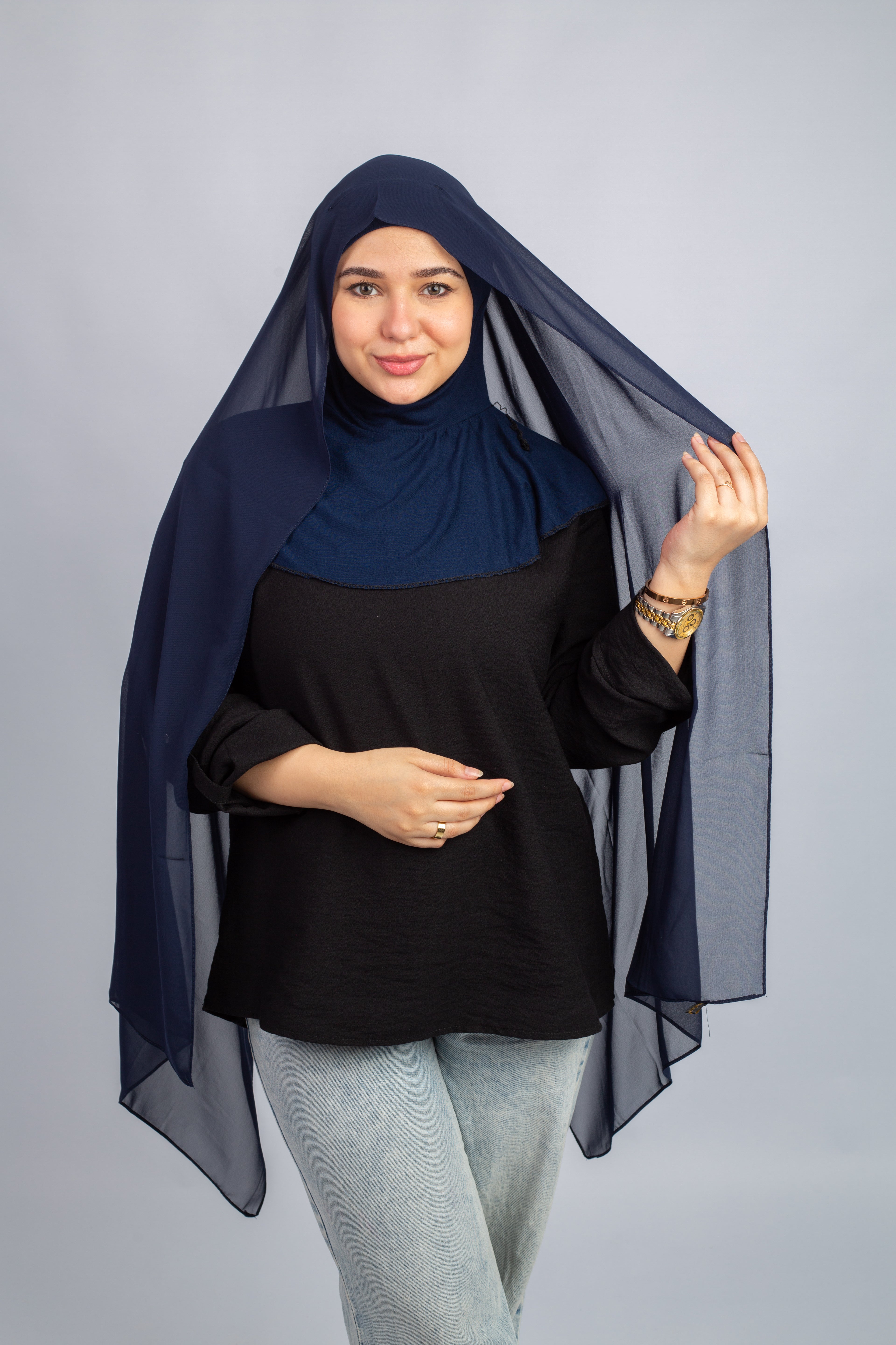 Chiffon Scarf with cap